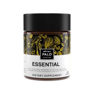 palo essential+ adult one daily ritual multivitamin with vitamins d3, k2 (as mk7), b12, e, folate, minerals boron and magnesium and more (60 capsules, 2 month supply)