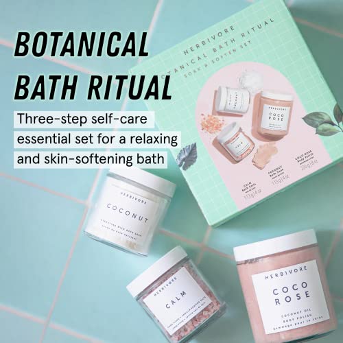 Herbivore Botanical Bath Ritual Set - Includes Coconut Bath Soak, Coco Rose Body Polish & Calm Bath Salts