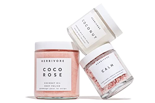 Herbivore Botanical Bath Ritual Set - Includes Coconut Bath Soak, Coco Rose Body Polish & Calm Bath Salts