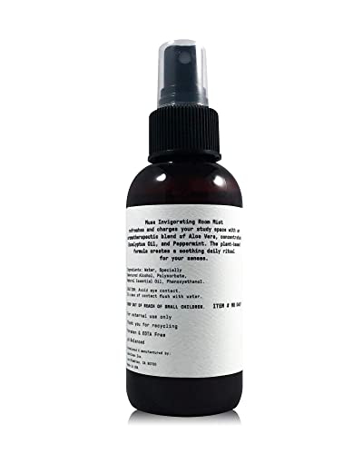 Muse Bath Apothecary Study Ritual - Aromatic and Invigorating Room Mist, 8 oz, Infused with Natural Essential Oils - Aloe + Eucalyptus + Peppermint