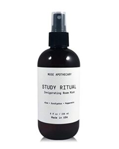 muse bath apothecary study ritual – aromatic and invigorating room mist, 8 oz, infused with natural essential oils – aloe + eucalyptus + peppermint