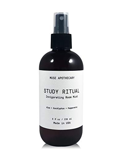 Muse Bath Apothecary Study Ritual - Aromatic and Invigorating Room Mist, 8 oz, Infused with Natural Essential Oils - Aloe + Eucalyptus + Peppermint