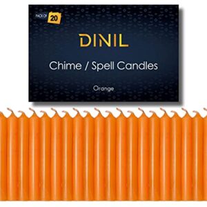 Dinil – Set of 20 Orange Spell & Chime Candles – Premium Mini Taper Candles for Rituals, Prayer, Birthdays, Meditation, Altar, Spells, Chime Candles - 4 Inch Tall, Unscented (Orange)