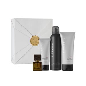 rituals homme invigorating gift set – foaming shower gel, 2-in-1 shampoo & body wash, anti-dryness lotion & l’essentiel eau de parfum – medium