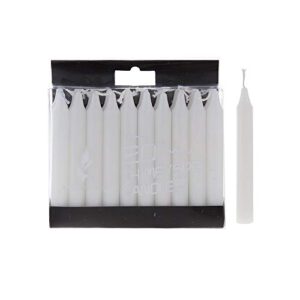 mega candles 20 pcs unscented white mini taper candle, 4 inch tall x 1/2 inch diameter, great for casting chimes, rituals, spells, vigil, witchcraft, wiccan supplies, wax play & more