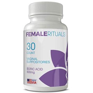 female rituals boric acid suppositories 600 mg – vaginal pills for ph balance odors yeast infection treatment – usa made feminine hygiene products – vaginal suppository yoni pops pearls (30 count)