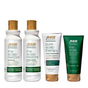 raw sugar scalp intensive ritual bundle – shampoo, conditioner, scalp scrub & hair masque, clean ingredients, sulfate-free & paraben-free