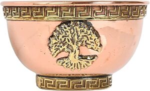tree of life copper offering bowl 3″, great for altar use, ritual use, incense burner, smudging bowl, decoration bowl, offering bowl – new age imports, inc. (tree of life)