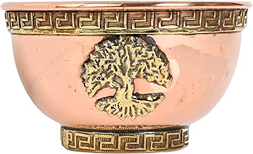 Tree of Life Copper Offering Bowl 3", Great for Altar use, Ritual use, Incense Burner, smudging Bowl, Decoration Bowl, offering Bowl - New Age Imports, Inc. (Tree of Life)