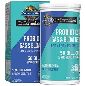 garden of life dr formulated once daily 3-in-1 complete prebiotics, postbiotics & probiotics for women and men – pre + pro + postbiotic supplement for gas & bloating – 50 billion cfu, 30 day supply