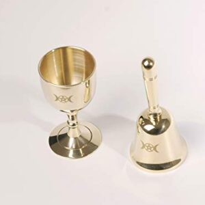 Gbrand Mini Altar Bell and Altar Chalice, Triple Moon Goddess and Pentagram Wiccan Supplies and Tools, Altar Ritual Kit