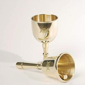 Gbrand Mini Altar Bell and Altar Chalice, Triple Moon Goddess and Pentagram Wiccan Supplies and Tools, Altar Ritual Kit