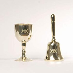 Gbrand Mini Altar Bell and Altar Chalice, Triple Moon Goddess and Pentagram Wiccan Supplies and Tools, Altar Ritual Kit