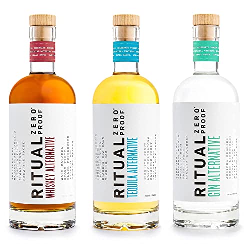 RITUAL ZERO PROOF Gin, Tequila & Whiskey Alternatives | Award-Winning Non-Alcoholic Spirits | 25.4 Fl Oz (750ml) Each | Low & No Calorie | Keto, Paleo & Low Carb Diet Friendly | Alcohol Free Cocktails
