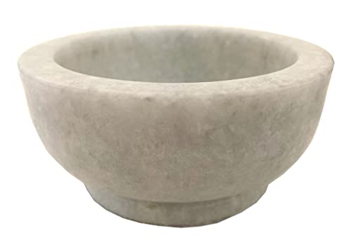 White Marble Incense Burner Bowl/Smudge Pot/Wicca Ritual Offering Bowl 4 1/2" W x 2 1/2" H SBR49A