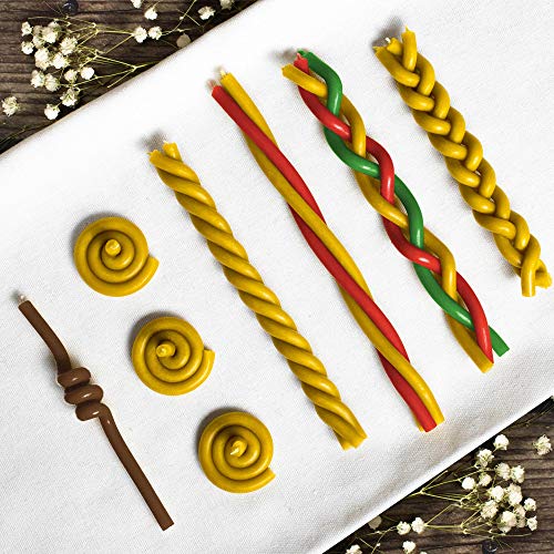 Diveevo ecclesiastical Beeswax Candles - 50 pcs. I Ritual Candles L-8.10 in, Ø-0.26 in I 80 min Burning time in Green I Thin Candles drip- & Smoke-Free