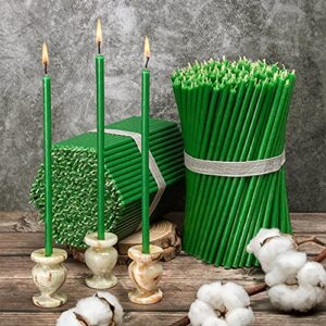 Diveevo ecclesiastical Beeswax Candles - 50 pcs. I Ritual Candles L-8.10 in, Ø-0.26 in I 80 min Burning time in Green I Thin Candles drip- & Smoke-Free