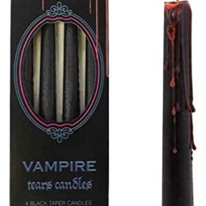 something different Vampire Tears Black Candles - Set of 4 Bleeding Candles - Gothic Rituals Halloween