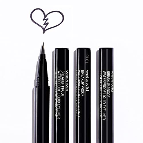 Wet n Wild Mega Last Breakup Proof Liquid Waterproof Eyeliner Brush Tip Pen | Quick Drying | Smudge Resistant| Long Lasting 16 Hour Wear| Precise Ultra Fine | Black