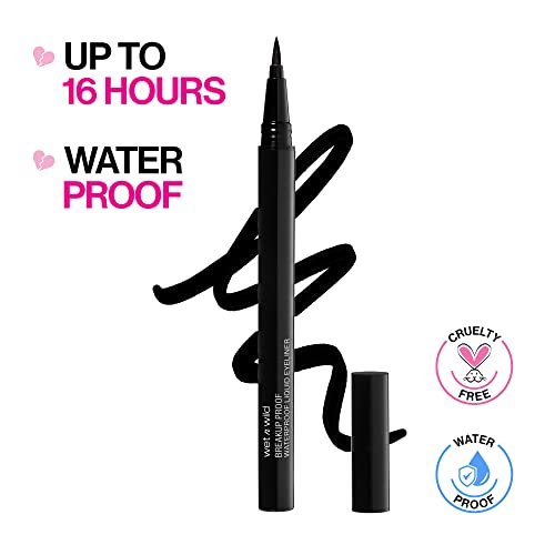 Wet n Wild Mega Last Breakup Proof Liquid Waterproof Eyeliner Brush Tip Pen | Quick Drying | Smudge Resistant| Long Lasting 16 Hour Wear| Precise Ultra Fine | Black