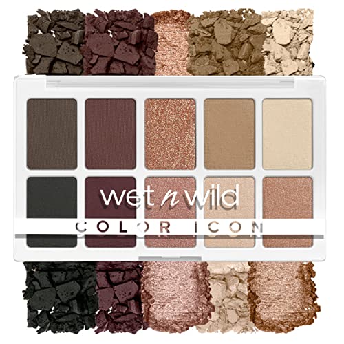 wet n wild Color Icon 10-Pan Eyeshadow Makeup Palette, Brown Nude Awakening, Long Lasting, Shimmer, Metallic, Glittery, Matte, Rich Smooth Pigment, Cruelty Free