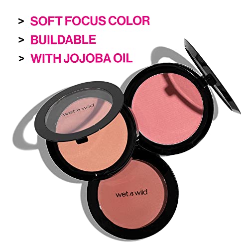 Wet n Wild Color Icon Blush Powder Makeup, Pinch Me Pink | Matte Natural Glow | Moisturizing Jojoba Oil