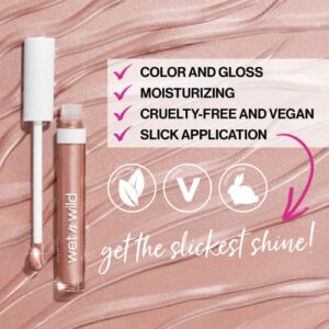 wet n wild Lip Gloss Mega Slicks High Shine Lip Gloss, Long Lasting, Hyaluronic Acid, Nude Mood