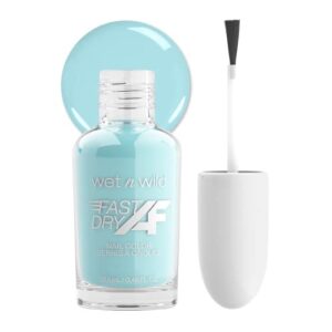 wet n wild fast dry af nail polish color, light blue out of pistachios| quick drying – 40 seconds | long lasting – 5 days, shine