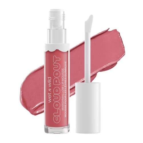 wet n wild Lip Cream Cloud Pout Marshmallow Matte Liquid Lipstick, Lip Mousse, Red Madness, Marshmallow Flavored