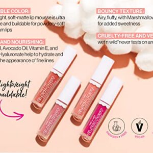 wet n wild Lip Cream Cloud Pout Marshmallow Matte Liquid Lipstick, Lip Mousse, Red Madness, Marshmallow Flavored