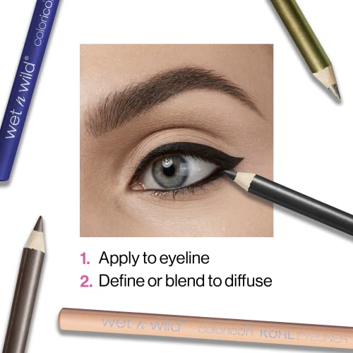 wet n wild Color Icon Kohl Eyeliner Pencil Black, Long Lasting, Highly Pigmented, No Smudging, Smooth Soft Gliding, Eye Liner Makeup, Baby's Got Black (Pack of 5)