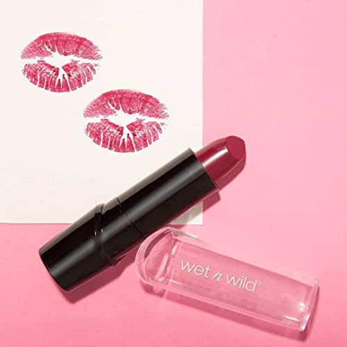 wet n wild Silk Finish Lipstick| Hydrating Lip Color| Rich Buildable Color| Dark Pink Frost