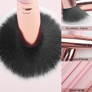 Real Perfection Makeup Brushes 16pcs Makeup Brushes Set with 1 Eyebrow Razor Premium Synthetic Foundation Brushes Blending Face Powder Eye Shadow Concealer Make Up Brushes Tool Kit