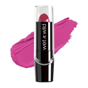 wet n wild silk finish lipstick| hydrating lip color| rich buildable color| fuchsia with blue pearl