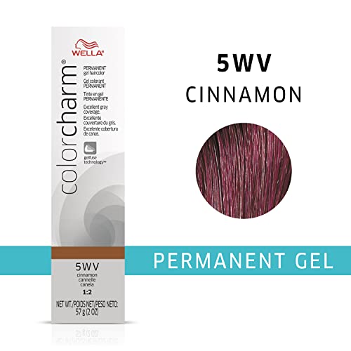 WELLA colorcharm Permanent Gel, Hair Color for Gray Coverage, 5WV Cinnamon