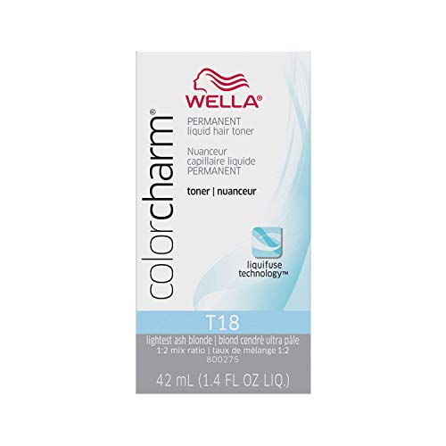 WELLA colorcharm Hair Toner, T18 Lightest Ash Blonde + 10 Vol. Developer