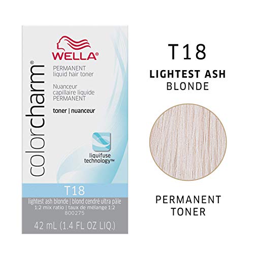 WELLA colorcharm Hair Toner, T18 Lightest Ash Blonde + 10 Vol. Developer