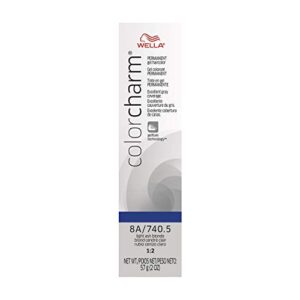 wella colorcharm permanent gel hair color for gray coverage, 8a light ash blonde, 2 oz