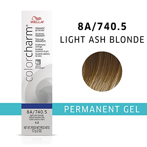 WELLA colorcharm Permanent Gel Hair Color for Gray Coverage, 8A Light Ash Blonde, 2 oz