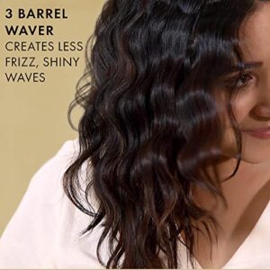 Hot Tools Pro Artist 24K Gold Digital 3 Barrel Hair Waver | Long Lasting Defined Waves (Jumbo Size)