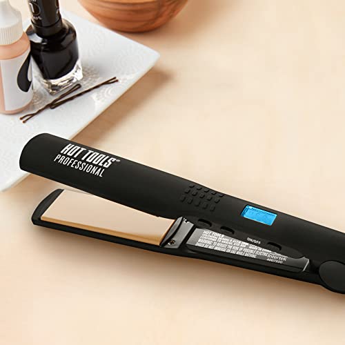 Hot Tools Pro Artist Nano Ceramic Flat iron | Wide Plate for Faster Styling (1-1/4 in)