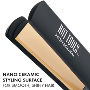 Hot Tools Pro Artist Nano Ceramic Flat iron | Wide Plate for Faster Styling (1-1/4 in)