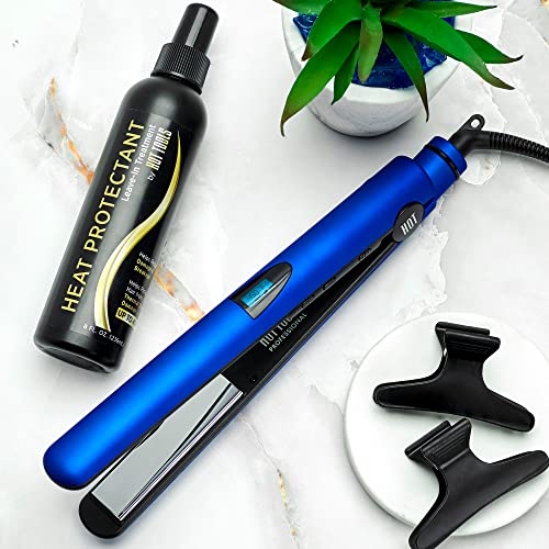 Hot Tools Professional Radiant Blue Micro-Shine Titanium Flat Iron, 1 Inch