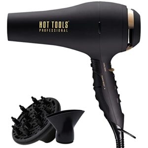 hot tools pro artist black gold 2100 turbo ceramic + ionic hair dryer | fast dry, lightweight