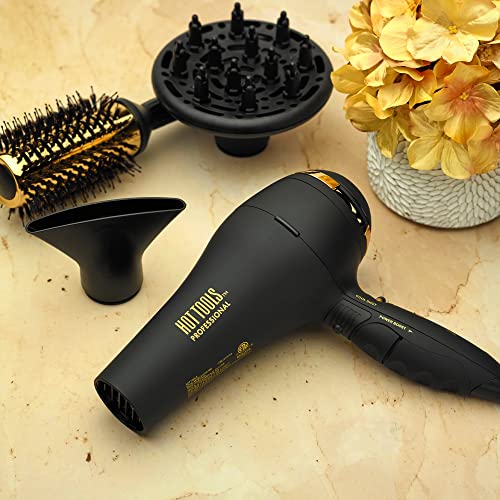 Hot Tools Pro Artist Black Gold 2100 Turbo Ceramic + Ionic Hair Dryer | Fast Dry, Lightweight