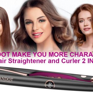 LANDOT Hair Straightener and Curler 2 in 1, Twist Flat Iron Curling Iron for Curl/Wave or Straighten