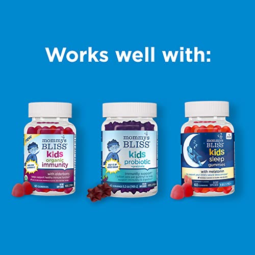 Mommy's Bliss Kids Feel Calm Gummies, Support a Sense of Calm and Relax The Body, Made with Magnesium, L-theanine, Sugar Free Raspberry Lemonade Flavor, Age 4+, 60 Gummies