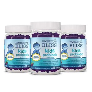 mommy’s bliss kids probiotic + prebiotic gummies, supports immunity & digestion for kids 2 years+, less sugar, yummy berry flavor, 45 count (pack of 3)
