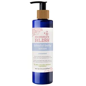 mommy’s bliss belly lotion: for hydrated, resilient, & elastic skin during pregnancy, reduce stretch mark appearance with cocoa butter, vitamin e, aloe, & natural oils, unscented, 8 fl oz