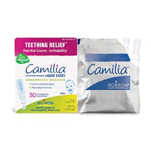 boiron camilia teething drops for daytime and nighttime relief of painful or swollen gums and irritability in babies – 30 count